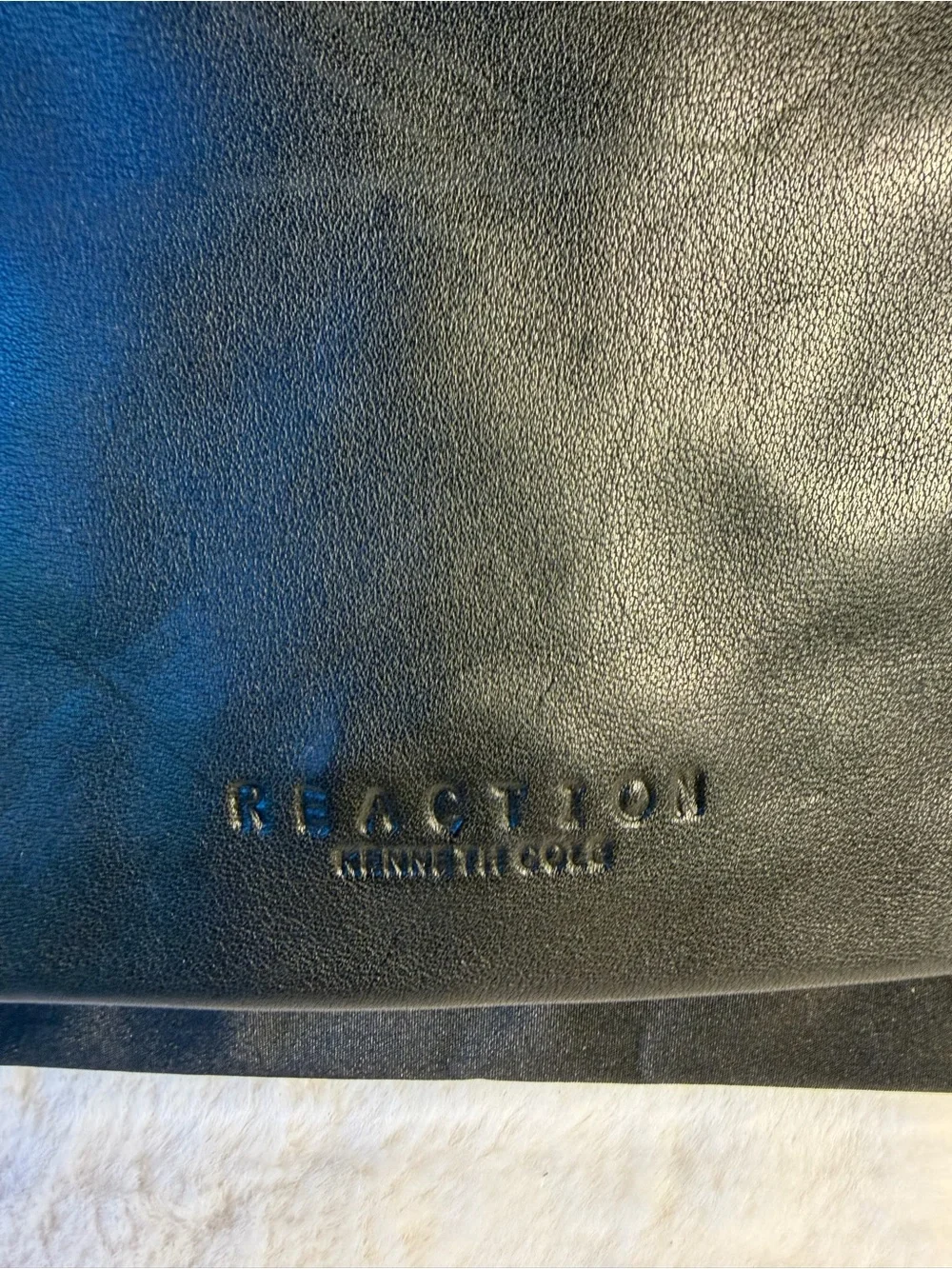 Kenneth Cole Black Leather and Nylon Shoulder / Messenger Bag